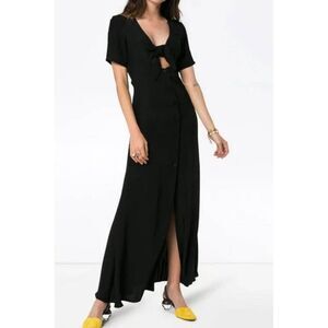 Staud Black Maya Tie Front Maxi Dress size 2